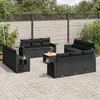 Image de vidaXL Salon de jardin avec coussins 13 pcs noir résine tressée
