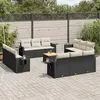 Image de vidaXL Salon de jardin avec coussins 13 pcs noir résine tressée