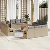 Image de vidaXL Salon de jardin et coussins 13 pcs mélange beige résine tressée