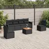 Image de vidaXL Salon de jardin 7 pcs avec coussins noir résine tressée