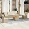 Image de vidaXL Salon de jardin avec coussins 7 pcs beige résine tressée