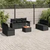 Image de vidaXL Salon de jardin 8 pcs avec coussins noir résine tressée