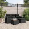 Image de vidaXL Salon de jardin 5 pcs avec coussins noir résine tressée