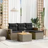 Image de vidaXL Salon de jardin 5 pcs avec coussins gris résine tressée