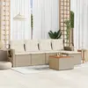 Image de vidaXL Salon de jardin avec coussins 6 pcs beige résine tressée