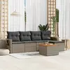 Image de vidaXL Salon de jardin 6 pcs avec coussins gris résine tressée