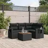 Image de vidaXL Salon de jardin 5 pcs avec coussins noir résine tressée