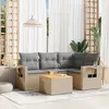 Image de vidaXL Salon de jardin avec coussins 5pcs mélange beige résine tressée