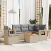 Image de vidaXL Salon de jardin avec coussins 6pcs mélange beige résine tressée