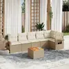 Image de vidaXL Salon de jardin avec coussins 7 pcs beige résine tressée