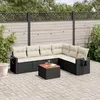 Image de vidaXL Salon de jardin 7 pcs avec coussins noir résine tressée