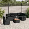 Image de vidaXL Salon de jardin 7 pcs avec coussins noir résine tressée