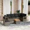 Image de vidaXL Salon de jardin avec coussins 7 pcs gris résine tressée