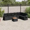 Image de vidaXL Salon de jardin 8 pcs avec coussins noir résine tressée