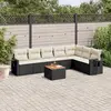 Image de vidaXL Salon de jardin 8 pcs avec coussins noir résine tressée