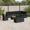 Image de vidaXL Salon de jardin 11 pcs avec coussins noir résine tressée