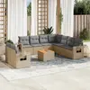 Image de vidaXL Salon de jardin et coussins 10 pcs mélange beige résine tressée