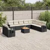 Image de vidaXL Salon de jardin 11 pcs avec coussins noir résine tressée