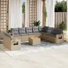 Image de vidaXL Salon de jardin et coussins 11 pcs mélange beige résine tressée