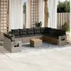 Image de vidaXL Salon de jardin 11 pcs avec coussins gris résine tressée