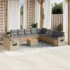 Image de vidaXL Salon de jardin et coussins 12 pcs mélange beige résine tressée