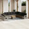 Image de vidaXL Salon de jardin avec coussins 12 pcs gris résine tressée