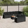 Image de vidaXL Salon de jardin 9 pcs avec coussins noir résine tressée