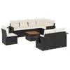 Image de vidaXL Salon de jardin 9 pcs avec coussins noir résine tressée