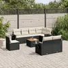 Image de vidaXL Salon de jardin 9 pcs avec coussins noir résine tressée