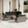 Image de vidaXL Salon de jardin 9 pcs avec coussins gris résine tressée