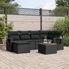 Image de vidaXL Salon de jardin 7 pcs avec coussins noir résine tressée