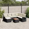 Image de vidaXL Salon de jardin 8 pcs avec coussins noir résine tressée