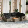 Image de vidaXL Salon de jardin 8 pcs avec coussins gris résine tressée