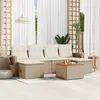 Image de vidaXL Salon de jardin avec coussins 7 pcs beige résine tressée
