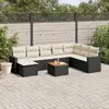 Image de vidaXL Salon de jardin 9 pcs avec coussins noir résine tressée