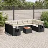 Image de vidaXL Salon de jardin 10 pcs avec coussins noir résine tressée