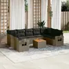 Image de vidaXL Salon de jardin avec coussins 10 pcs gris résine tressée