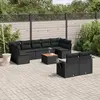 Image de vidaXL Salon de jardin 10 pcs avec coussins noir résine tressée