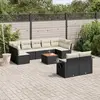Image de vidaXL Salon de jardin 10 pcs avec coussins noir résine tressée