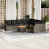 Image de vidaXL Salon de jardin avec coussins 10 pcs gris résine tressée