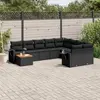 Image de vidaXL Salon de jardin 10 pcs avec coussins noir résine tressée