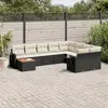 Image de vidaXL Salon de jardin 10 pcs avec coussins noir résine tressée