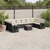Image de vidaXL Salon de jardin 11 pcs avec coussins noir résine tressée