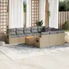 Image de vidaXL Salon de jardin et coussins 11 pcs mélange beige résine tressée