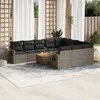 Image de vidaXL Salon de jardin 11 pcs avec coussins gris résine tressée