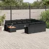 Image de vidaXL Salon de jardin 11 pcs avec coussins noir résine tressée