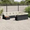 Image de vidaXL Salon de jardin 11 pcs avec coussins noir résine tressée