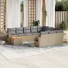 Image de vidaXL Salon de jardin et coussins 11 pcs mélange beige résine tressée