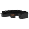 Image de vidaXL Salon de jardin 11 pcs avec coussins noir résine tressée
