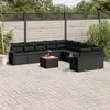 Image de vidaXL Salon de jardin 11 pcs avec coussins noir résine tressée